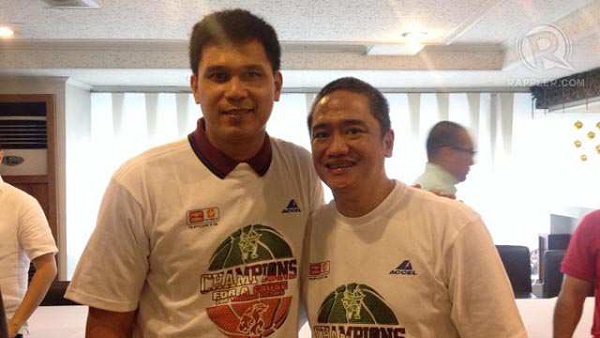 CHAMPIONS FOR A CAUSE. DLSU head coach Juno Sauler (left) and San Beda head coach Boyet Fernandez (right) will lead their two champion teams in an exhibition game to raise money for Yolanda victims. Photo by Jane Bracher/Rappler