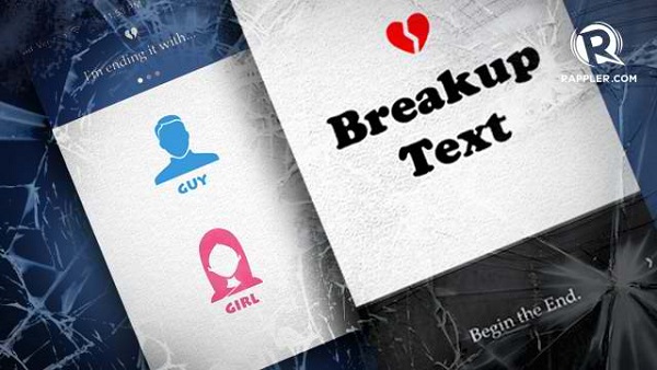 BEGIN THE END. Would you really end a relationship with a randomized text message from an app? Hopefully not, but an app does exist for that purpose. Screen shots from BreakupText