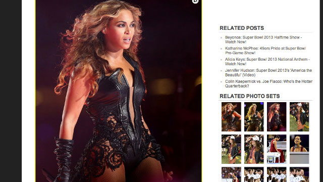 BETTER THAN MADONNA? Beyonce's 2013 Super Bowl halftime performance generated the hashtags #BeyonceBowl and #SuperBeyonce on Twitter. Screen shot from www.justjared.com