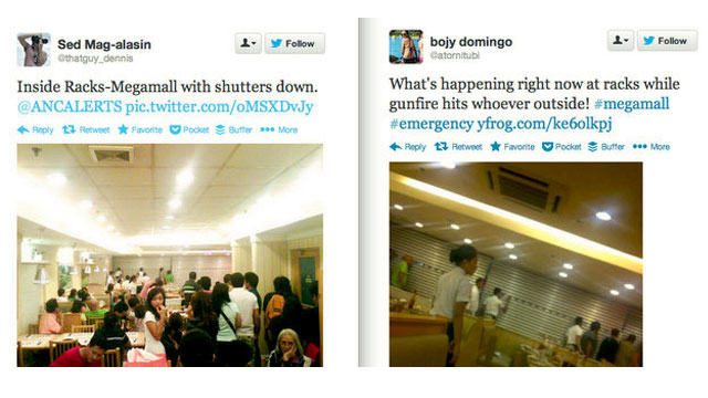 SHUTTERS DOWN. Citizen journalists live tweeted what was going on inside the mall during the incident