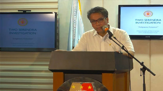 INVESTIGATION CONTINUES. Interior Secretary Mar Roxas announces the blast in Two Serendra was caused by an LPG leak, but says probe as to how leak happened continues.