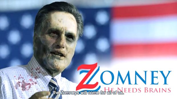 ZOMBIE PRESIDENT. Whedon calls Mitt Romney a 'Zomney.' Screen grab from YouTube (WhedonOnRomney)
