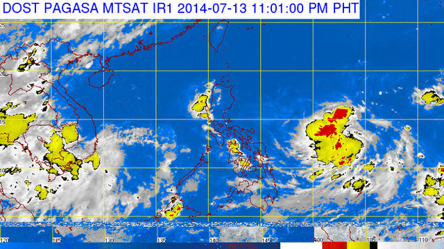 TROPICAL STORM. This satellite image from PAGASA shows Tropical Storm Glenda's location at 11 pm on July 13, 2014. Image from PAGASA
