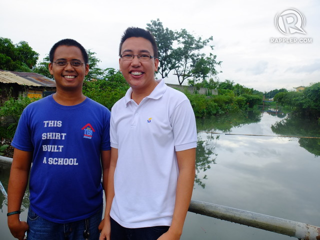 CREEK SAVIORS. Angat Kabataan ng Taytay President Tobit Cruz (in white) and Vice President Allen Baloloy are proud of the creek they helped rehabilitate