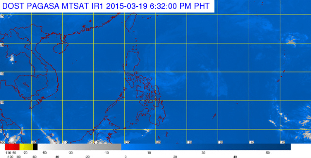 MTSAT ENHANCED IR satellite image, 6:32 pm, March 19. Image courtesy of PAGASA 