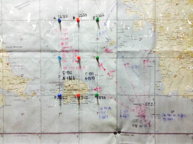 TITIK KOORDINAT. Gambar titik kordinat yang menjadi fokus pencarian TNI AU Halim Perdana Kusuma di hari kedua, Senin, 29 Desember 2014.