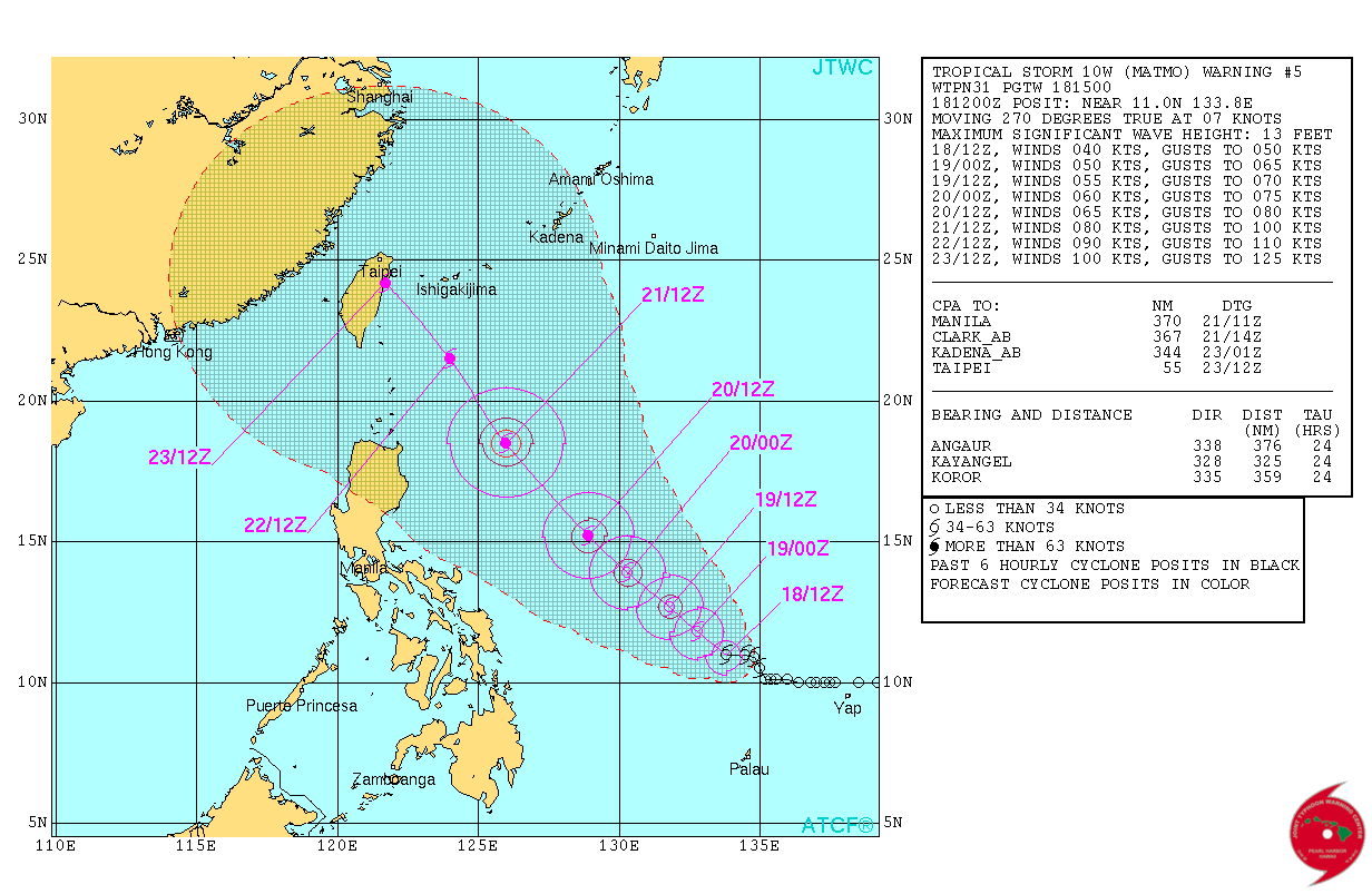 Data from the Joint Typhoon Warning center shows an northern track for tropical storm Henry