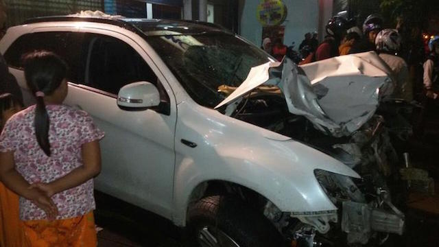 The Mitsubishi Outlander involved in the fatal car crash in Pondok Indah, South Jakarta, on Tuesday, January 20. Photo from TMC Polda Metro/Twitter