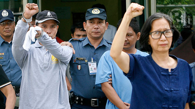 FALL. In this file photo, alleged CPP chairman Benito Tiamzon and wife Wilma face the media after their arrest. File photo by Ben Nabong 