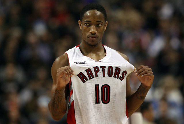 DeMar DeRozan scores 18 points in the Raptors win over the Spurs. Photo by Dave Sandford/Getty Images/AFP