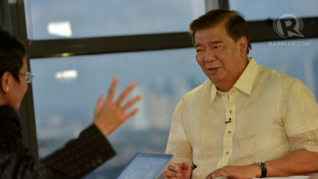 'ONLY MAR.' Senate President Franklin Drilon tells Rappler's Maria Ressa that the LP is not considering any other candidate for president as of now. Photo by Leanne Jazul/Rappler