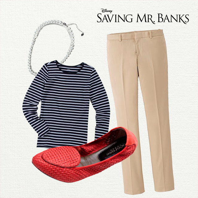 SOPHISTICATED ENGLISH LADY. Channel your inner P.L Travers with the classy striped top and khaki chinos.