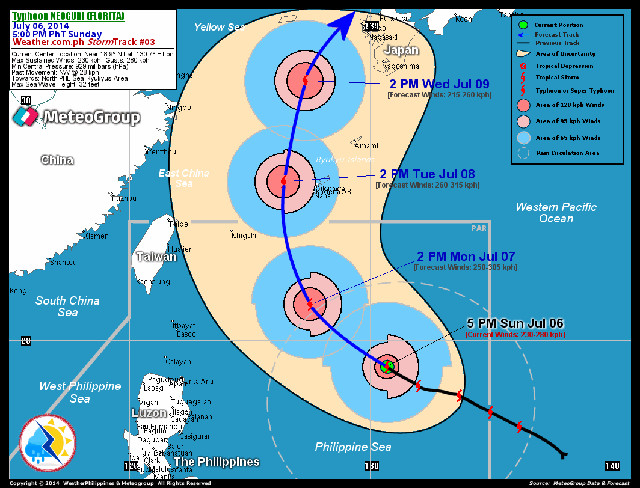 FLORITA. An image from Weather Philippines shows the forecasted track of Typhoon Florita. Screengrab from weather.com.ph