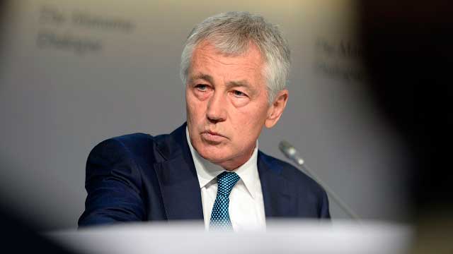WARNING TO CHINA. Though the US will not claim sides in Southeast Asian territorial disputes, US Defense Secretary Chuch Hagel says, 'we firmly oppose any nation's use of intimidation, coercion, or the threat of force to assert these claims.' Agence France-Presse file photo