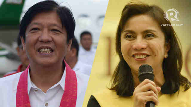 VP candidates Bongbong Marcos and Leni Robredo 