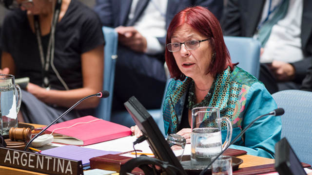 NOTHING FINAL. María Cristina Perceval, Permanent Representative of Argentina to the UN and President of the Security Council for the month of October, says there's nothing definite about peacekeepers' return to the Syrian side of the Golan Heights. File UN Photo/Amanda Voisard