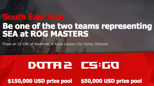 GAME ON. Asus' Dota 2 and CS:GO tournaments are a chance for local teams to go for gold in the global e-sports scene. Screenshot from Asus ROG website