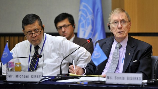 DAMNING REPORT. The UN Commission of Inquiry (pictured above) released a hard-hitting report on North Korea's prison camps but Pyongyang's diplomats say these were just 'reform through labor detention centers.' File photo by Jung Yeon-Je/AFP 